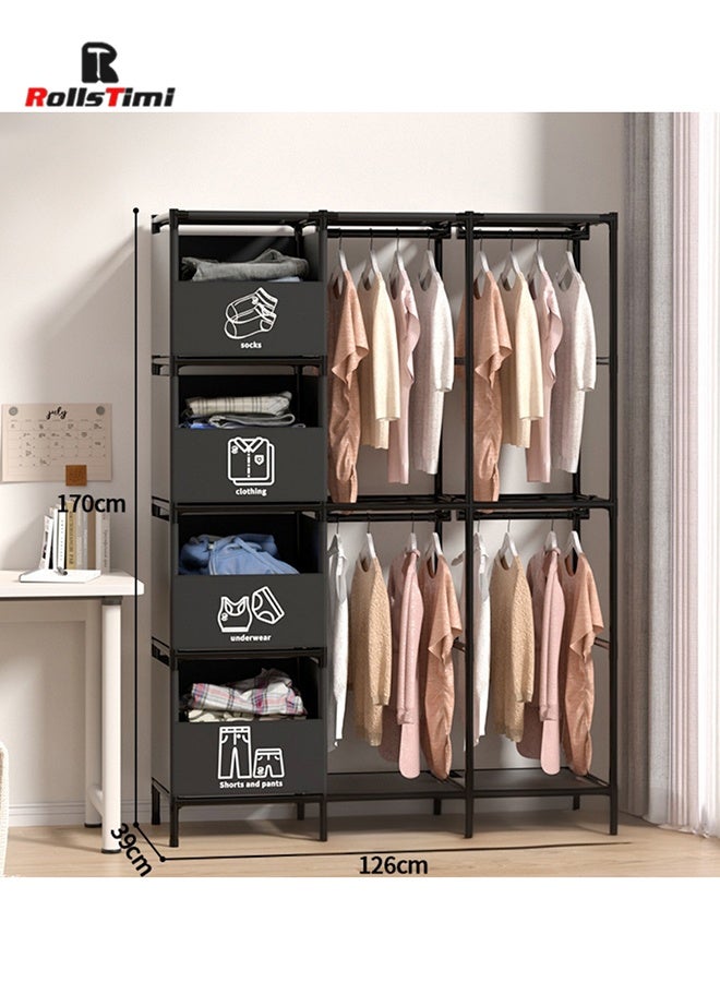 RollsTimi  Coat and Hat Rack, Simple Clothes Drying Rack, Multi-Functional Drying and Storage Integrated Rack for Bedroom Foldable and Assembled Type Storage Rack - Image 4