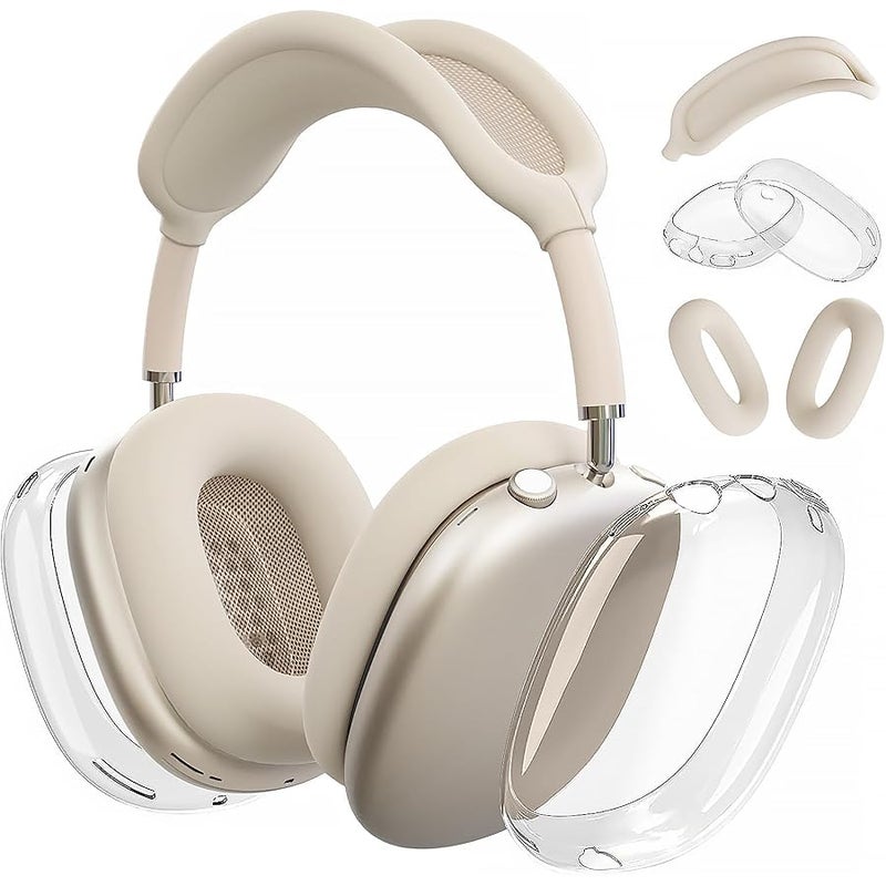 Woyinger Silicone Case for AirPods Max (2024/2020),Clear Soft TPU Ear Cups Cover,Ear Pad Cover,Headband Cover for AirPods Max(USB-C/Lightning),Transparent Accessories for Apple AirPods Max,Starlight - Image 1