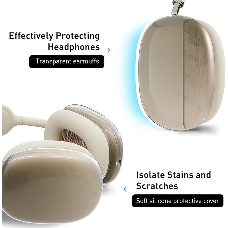 Woyinger Silicone Case for AirPods Max (2024/2020),Clear Soft TPU Ear Cups Cover,Ear Pad Cover,Headband Cover for AirPods Max(USB-C/Lightning),Transparent Accessories for Apple AirPods Max,Starlight - Image 5