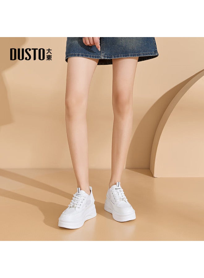 DUSTO Da Dong Thick-soled Women's Canvas Shoes Spring New Breathable Thick-soled Height-increasing Pearl Board Shoes 1365 - Image 4