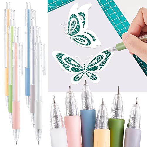 Lanties 6 Pieces Art Cutting Tools Knife Pen Craft Paper Cutter Pen Carving Tools for DIY Kit Scrapbooking Drawing and Crafting Utility Precision Paper Cutting Tool - Image 1