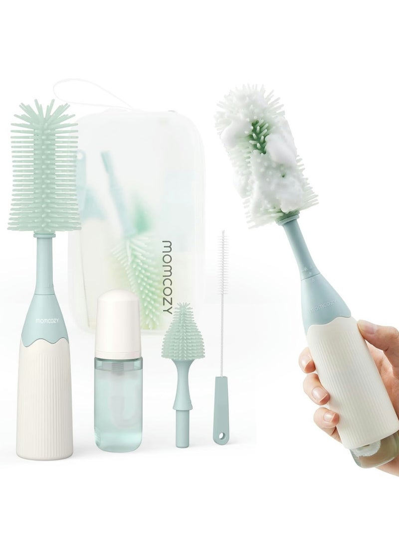 Momcozy - Push-Press Bottle Brush Kit - Innovative Foam-Creating Design for Baby Bottles, Pumps and More - Image 1