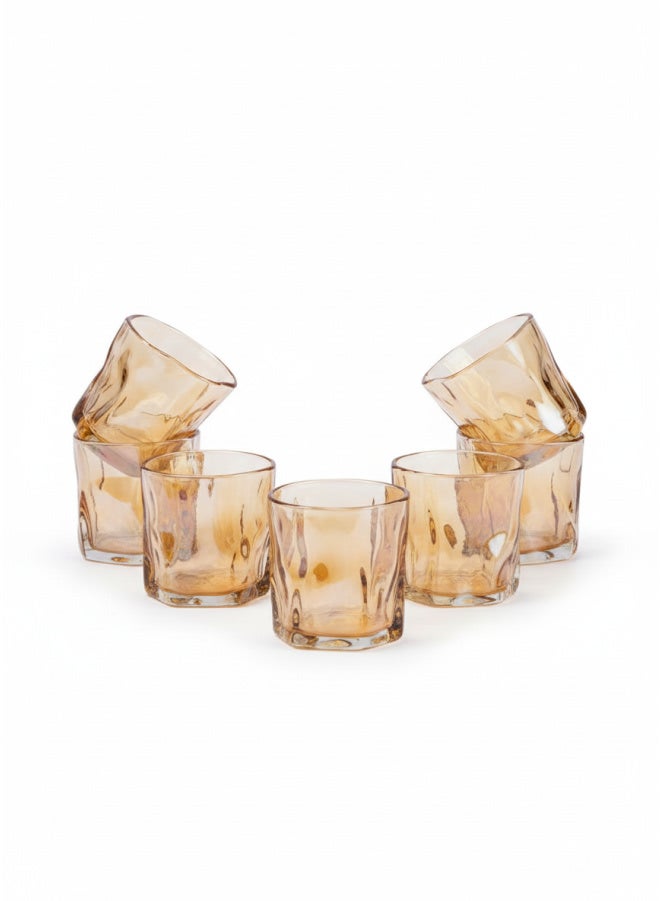 كذا هوم كاسا هوم طقم 6 أكواب شاي زجاجية عنبرية ملتوية تصميم دوامي 200مل مصر - Image 1