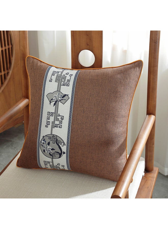 New Chinese Style Cotton And Linen Pillow Light Luxury Bedside Soft Bag Pillow Living Room Rosewood Chair Waist Pillow Cushion Sofa Pillowcase