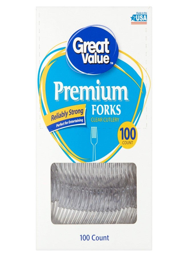 Great Value عبوة قيمة رائعة من الشوك البلاستيكية القابلة للتصرف، 100 قطعة - Image 1