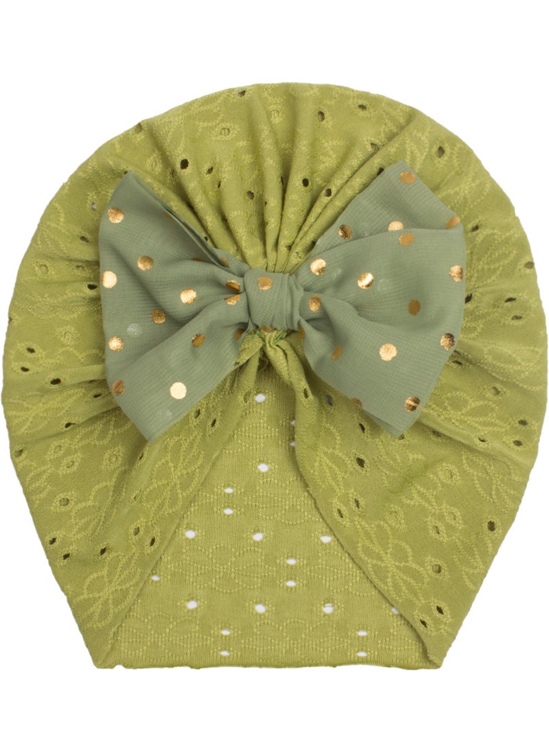Generic Autumn Baby Hat Childrens Pull over Cap with Glitter Butterfly Knot Print Warmth Breathable Sunshade Windproof Cap for Infants Green 