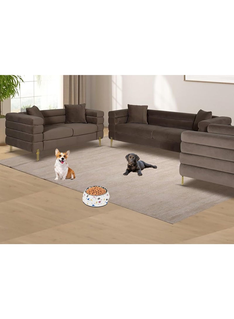 أن ان سي بيتس وعاء طعام للكلاب مع وعاء من الفولاذ المقاوم للصدأ، بنمط كرتوني، وقاعدة غير قابلة للانزلاق، وعاء طعام للحيوانات الأليفة شديد التحمل للسلالات الصغيرة والمتوسطة، مادة متينة وغير سامة، سهل التنظيف 18 سم (أبيض) - Image 3