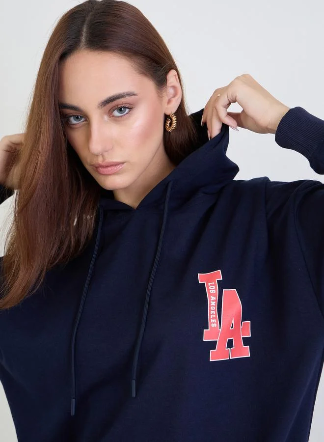 Styli Styli Navy Blue Oversized Longline Hoodie and Joggers Co-Ords