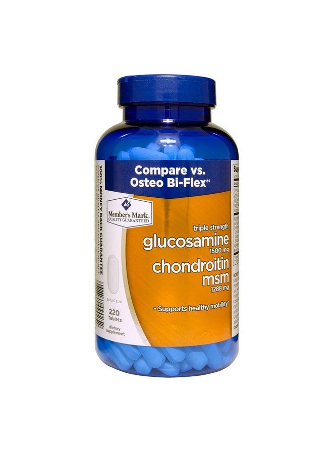 Members Mark ماركة الأعضاء جلucosamine و chondroitin و MSM بقوة ثلاثية (220 حبة) - Image 1
