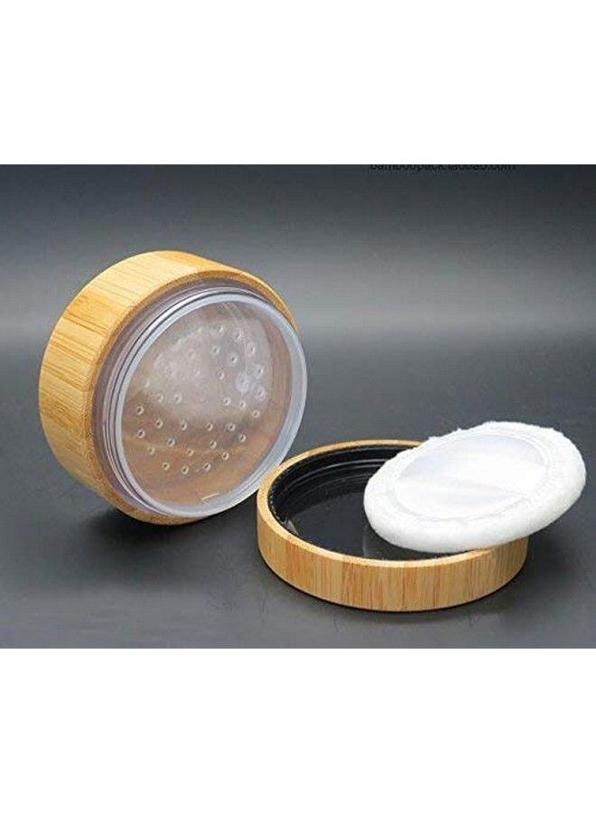 SYBL علبة مسحوق فارغة من الخيزران سعة 30 مل 1 أونصة مع إسفنجة وفلتر لحفظ مستحضرات التجميل (1 قطعة) - Image 4