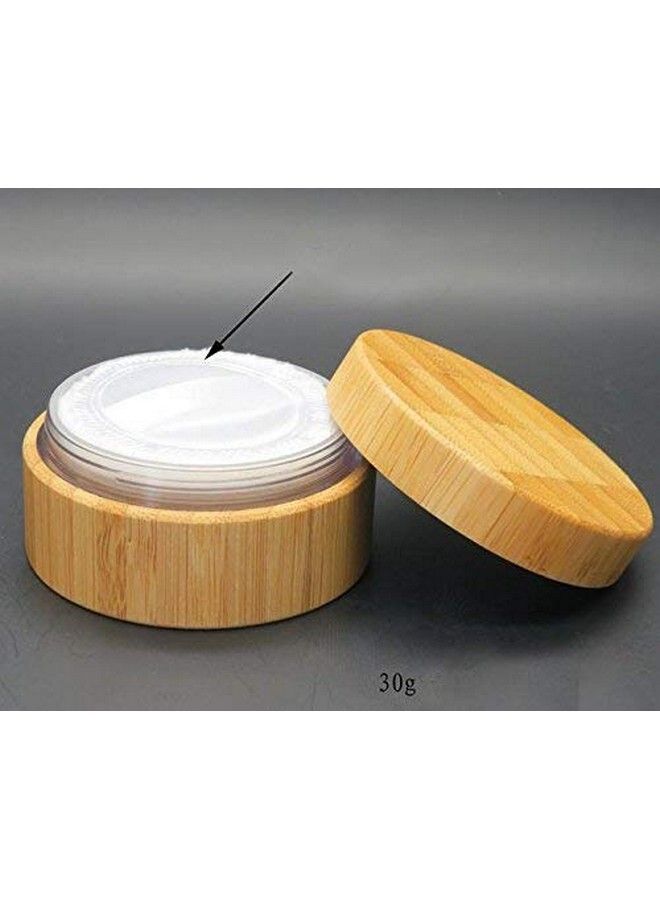 SYBL علبة مسحوق فارغة من الخيزران سعة 30 مل 1 أونصة مع إسفنجة وفلتر لحفظ مستحضرات التجميل (1 قطعة) - Image 5