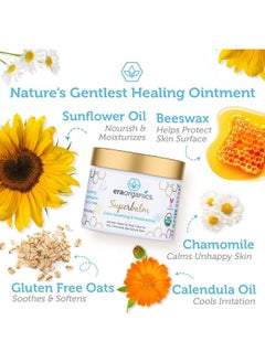 Era Organics Healing Ointment For Babies Usda Certified Organic Natural Gentle Moisturizer For Sensitive Skin Prone To Baby Eczema Cradle Cap (Infant Seborrheic Dermatitis) Rashes Hives & More  - Image 2