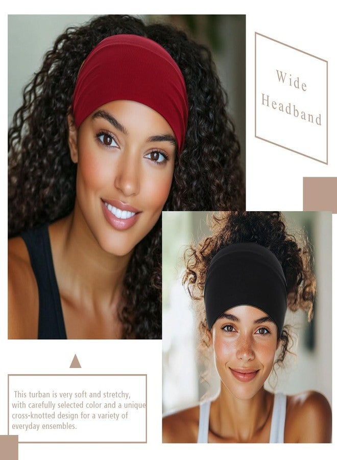 ووي أطواق شعر نسائية من Woeoe، طوق رأس عريض للنساء، أطواق شعر مرنة للتمارين الرياضية، عبوة من 4 قطع، أسود، بتصميم فيونكة - Image 3