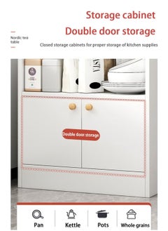 AGD Large capacity coffee cabinet, modern and simple home coffee corner, suitable for living room, office, kitchen, warm white storage cabinet  - Image 4