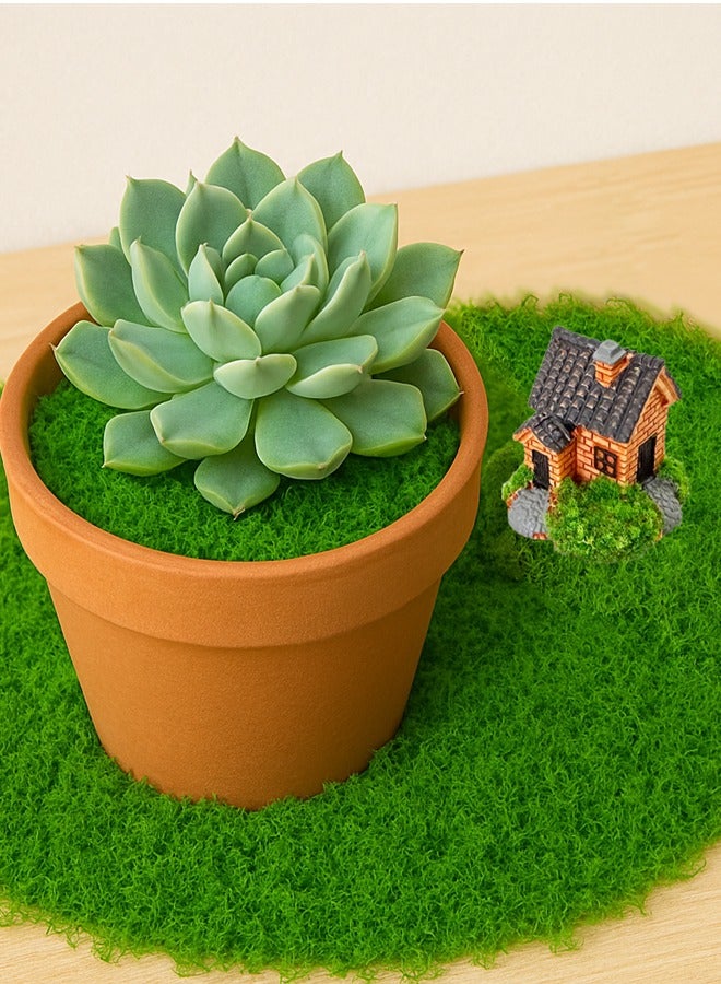 CSDONA Artificial Green Moss Grass With Mini House 50g Moss Faux Silk Moss For Flowerpot Fairy Garden Decor DIY Crafts - Image 2