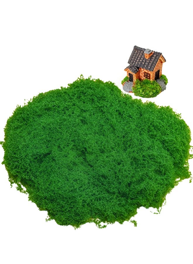 CSDONA Artificial Green Moss Grass With Mini House 50g Moss Faux Silk Moss For Flowerpot Fairy Garden Decor DIY Crafts - Image 1