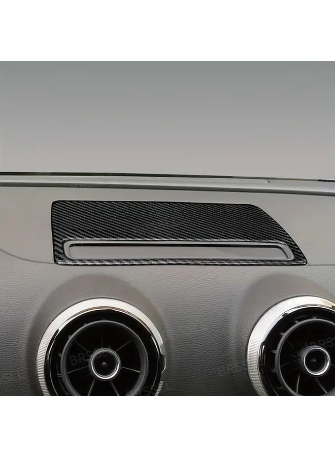 بالنسبة لسيارة أودي A3 S3 RS3 8V من 2013 إلى 2020، مجموعة تغليف لوحة القيادة الوسطى والكونسول الوسطي، ملصق داخلي من ألياف الكربون باللون الأسود. - Image 5