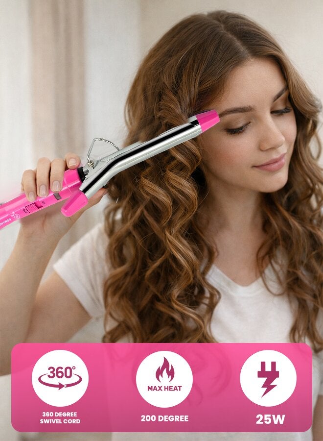 SONASHI Hair Curler For All Hair Types Temperature Setting Of 200 Degree With ONOFF Switch And 360 degree swivel cord Hanging Loop SHC-3002 Pink/Silver - Image 5