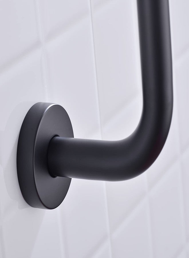 DIKUROOMS ذراع دش أسود غير لامع مقاس 17 بوصة مع شفة وذراع تمديد رأس دش من الفولاذ المقاوم للصدأ الصلب وقوس عالٍ وأنبوب تمديد طويل ومخرج مياه بديل مثبت على الحائط - Image 3
