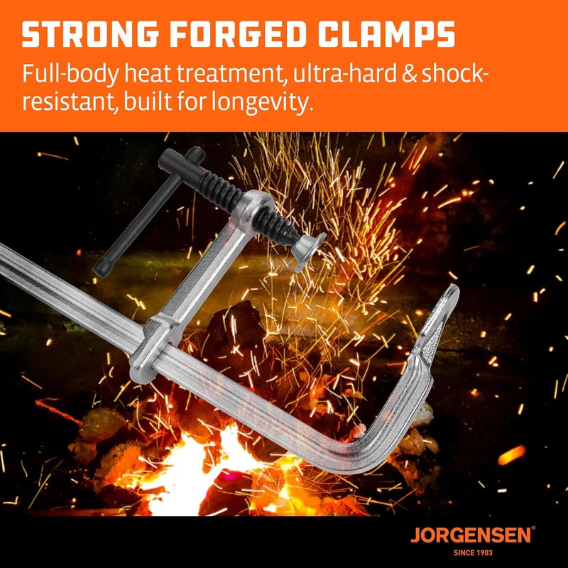 Jorgensen Bar Clamps, 12-Inch Light-duty Drop Forged Steel Bar Clamps for Woodworking and Welding, 2 Pack - Image 5