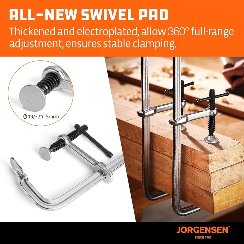 Jorgensen Bar Clamps, 12-Inch Light-duty Drop Forged Steel Bar Clamps for Woodworking and Welding, 2 Pack - Image 3