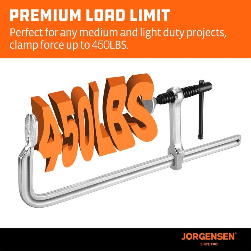Jorgensen Bar Clamps, 12-Inch Light-duty Drop Forged Steel Bar Clamps for Woodworking and Welding, 2 Pack - Image 4