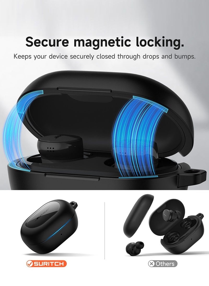 Case for Bose QuietComfort Earbuds 2024, Magnetic Bumper, Rugged Shockproof Protective Cover with Carabiner & Cleaning Kit & Removal Tool, Black - Image 3