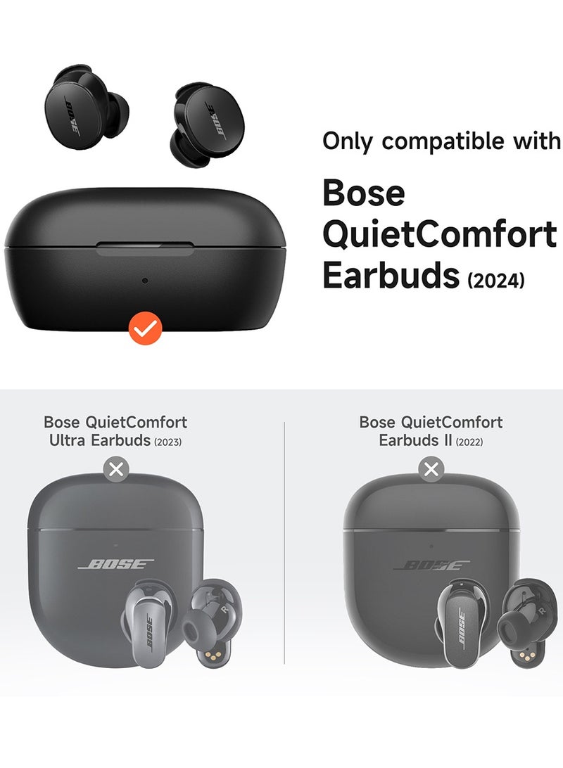 Case for Bose QuietComfort Earbuds 2024, Magnetic Bumper, Rugged Shockproof Protective Cover with Carabiner & Cleaning Kit & Removal Tool, Black - Image 2