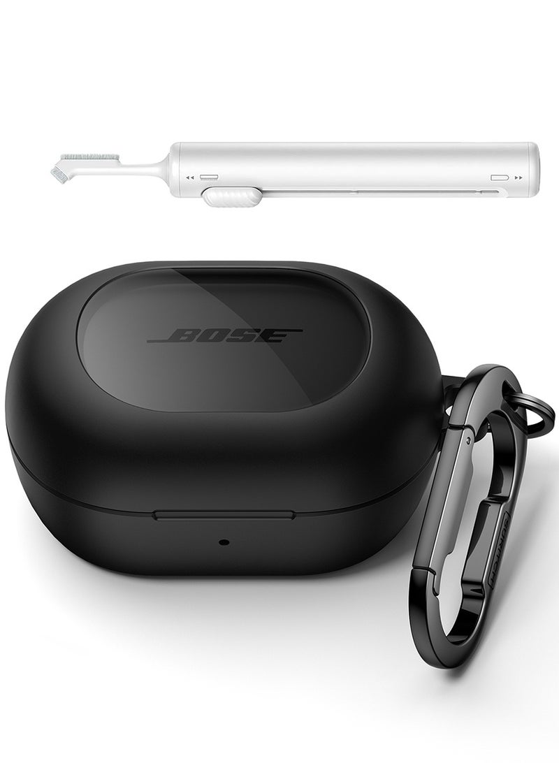 Case for Bose QuietComfort Earbuds 2024, Magnetic Bumper, Rugged Shockproof Protective Cover with Carabiner & Cleaning Kit & Removal Tool, Black - Image 1