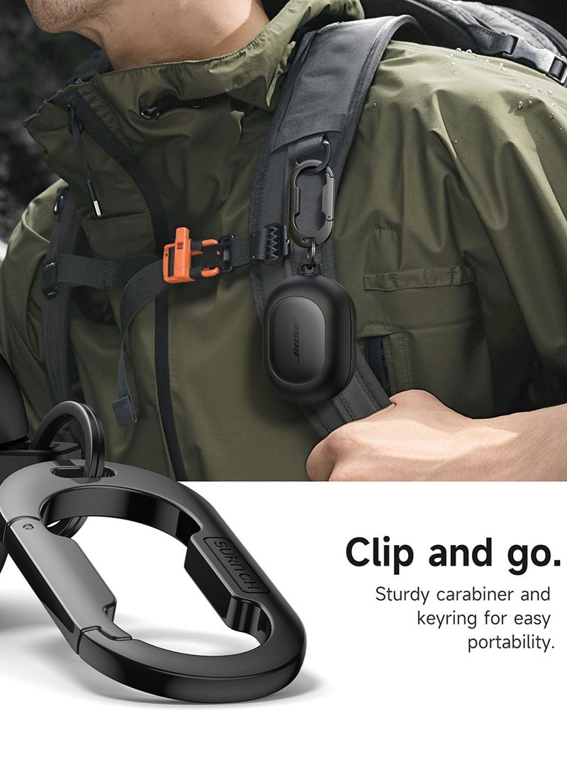 Case for Bose QuietComfort Earbuds 2024, Magnetic Bumper, Rugged Shockproof Protective Cover with Carabiner & Cleaning Kit & Removal Tool, Black - Image 5