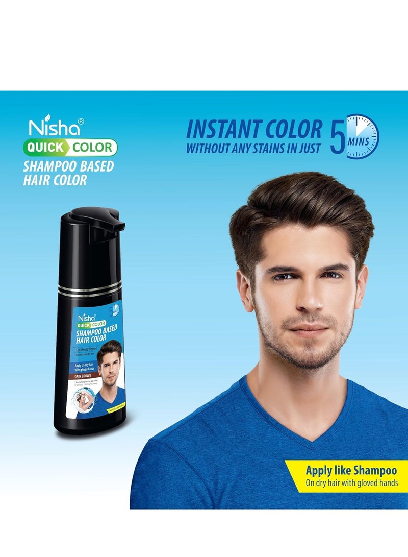 Nisha Quick 5 Minutes Hair Color Shampoo Brown | 5 Weeks Long Lasting Shampoo Hair Colour for Women and Men (180ml Bottle, Dark Brown) - Image 2