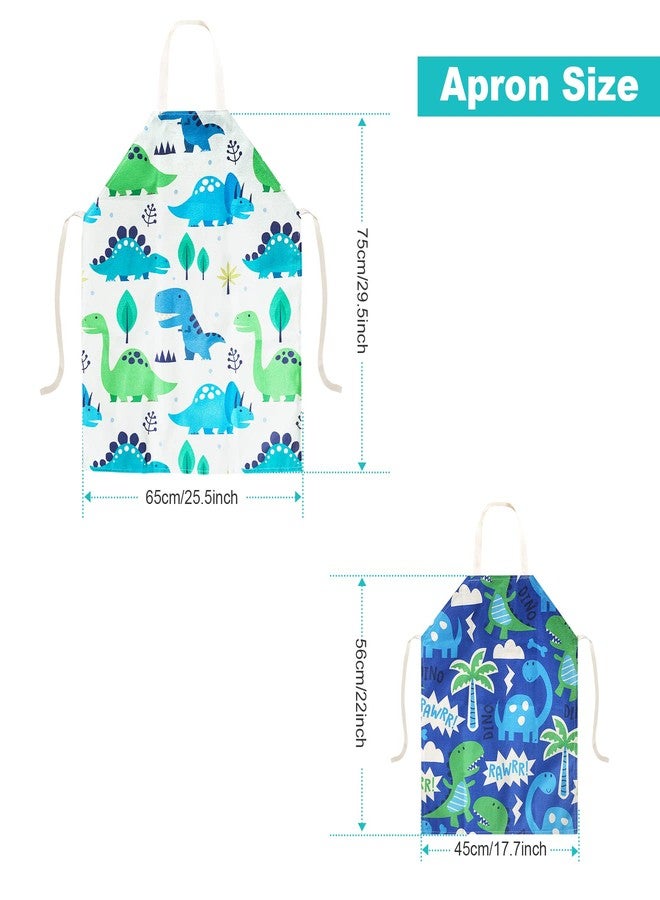 WOSHOP Cotton Parent Child Apron Adjustable Canvas Aprons for Boys Girls Children Bib Aprons for Artists Chef Baking Cooking Parent Child Apron (Dinosaur Both) - Image 3