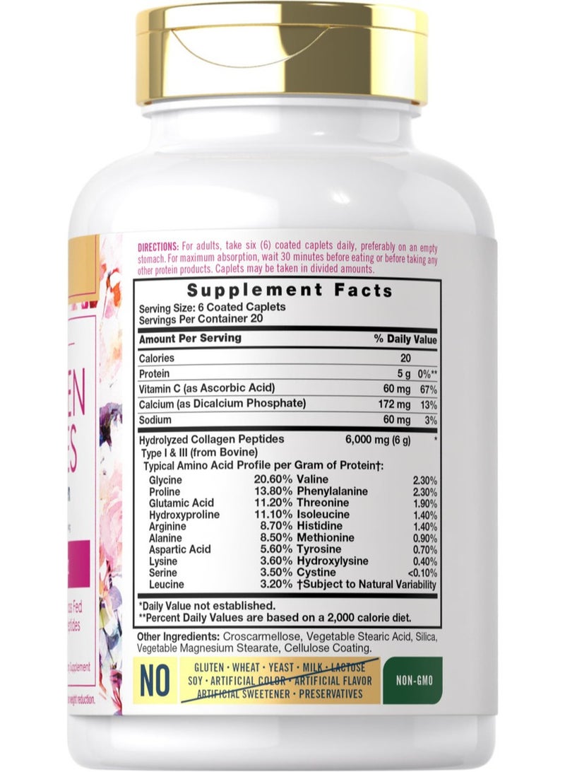 CARLYLE Collagen Peptides with Vitamin C | 6000mg | 120 Coated Caplets  - Image 3
