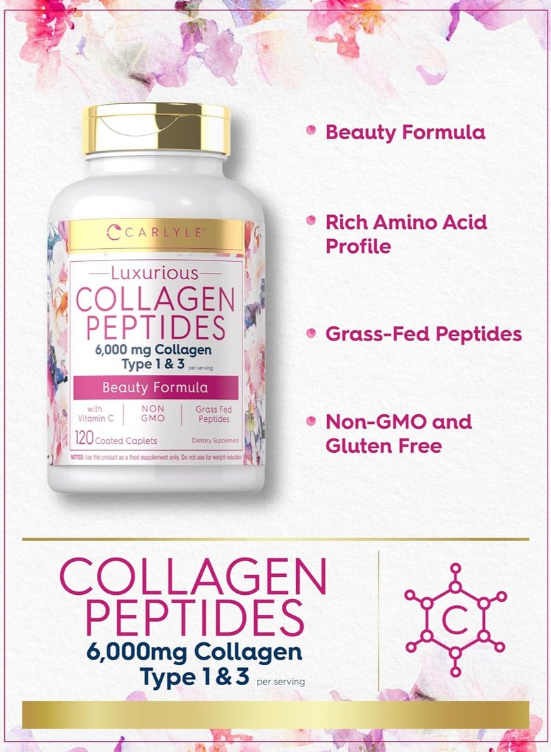 CARLYLE Collagen Peptides with Vitamin C | 6000mg | 120 Coated Caplets  - Image 4