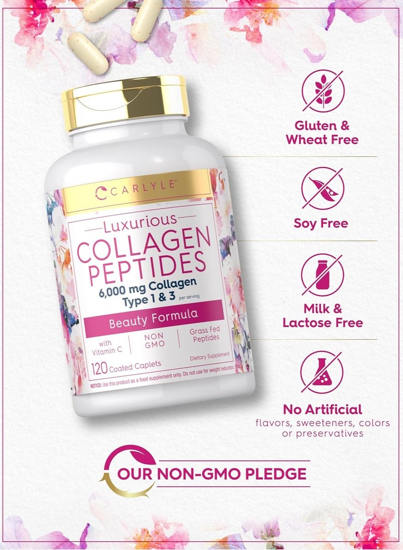 CARLYLE Collagen Peptides with Vitamin C | 6000mg | 120 Coated Caplets  - Image 5