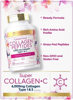 CARLYLE Collagen with Vitamin C | 6000mg | 120 Caplets |  Collagen Peptides | Type 1 and 3 | Non-GMO, Gluten Free, Grass Fed  - Image 3