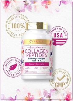 CARLYLE Collagen with Vitamin C | 6000mg | 120 Caplets |  Collagen Peptides | Type 1 and 3 | Non-GMO, Gluten Free, Grass Fed  - Image 5