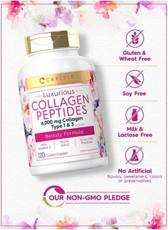 CARLYLE Collagen with Vitamin C | 6000mg | 120 Caplets |  Collagen Peptides | Type 1 and 3 | Non-GMO, Gluten Free, Grass Fed  - Image 4