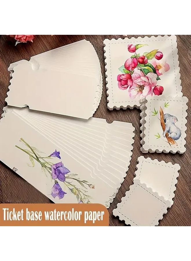25 Sheets Thick Ruled Watercolor Paper 3.15inch X 6.1inch Heavy Duty Pulp Cardstock With Scalloped Edges Rounded Corners And Central Tab For DIY Art Calligraphy Bookbinding And Scrapbooking Compatible With Watercolor Paints Markers And Pencils - Image 4