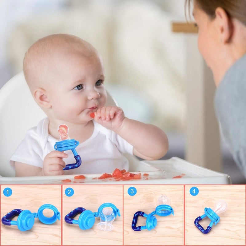 Chopchi Silicone Fruit Feeder for Baby 6-12 Months/Baby Fruit Nibbler and Pacifier/Newborn Nipple Feeder (Pake of-1, Blue) - Image 4