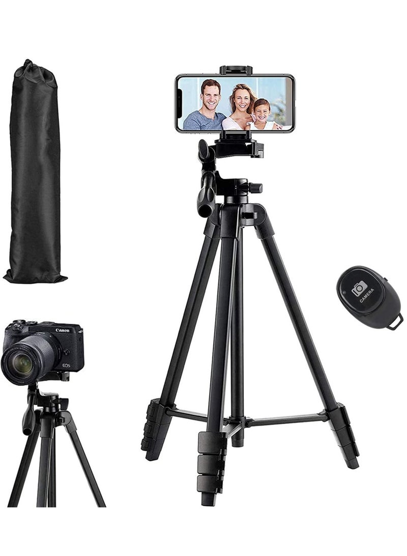 Flexible Tripod, Eocean 136cm Extendable Phone Tripod Stand with Carry Bag,Cell Phone Tripod with Wireless Remote,Universal Tripod for Video Selfie,iPhone Tripod Stand Travel Camera Tripod  - Image 1