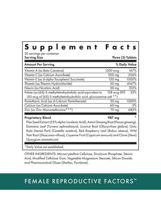 MICHAEL'S Health Naturopathic Programs Female Reproductive Factors - 60 Vegetarian Tablets - Nutrients to Support Healthy Conception & Pregnancy - 20 Servings - Image 2