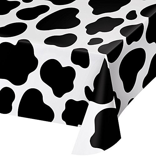 Creative Converting Party Supplies Cow Print Plastic Tablecover Tableware 54 x 108 Multicolor 1ct