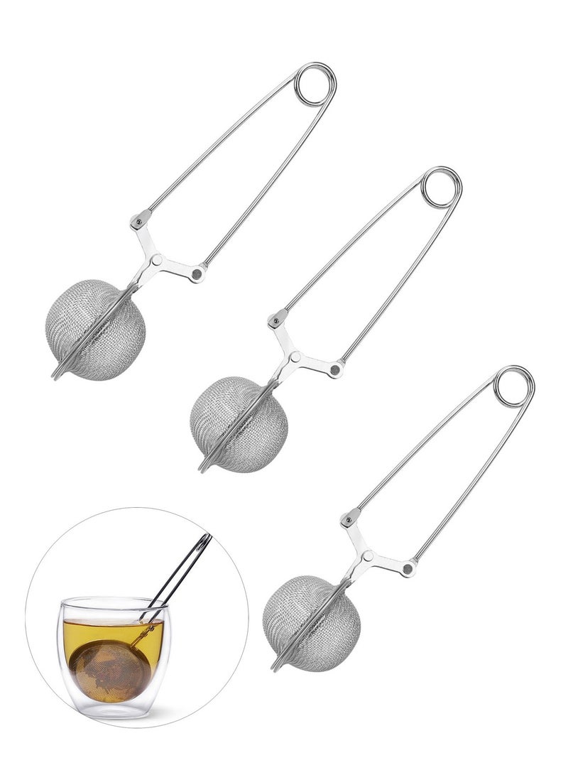 3 Pcs Stainless Steel Loose Leaf Tea Infuser, Handle Secure Locking Mesh Snap Ball Strainer  - Image 1