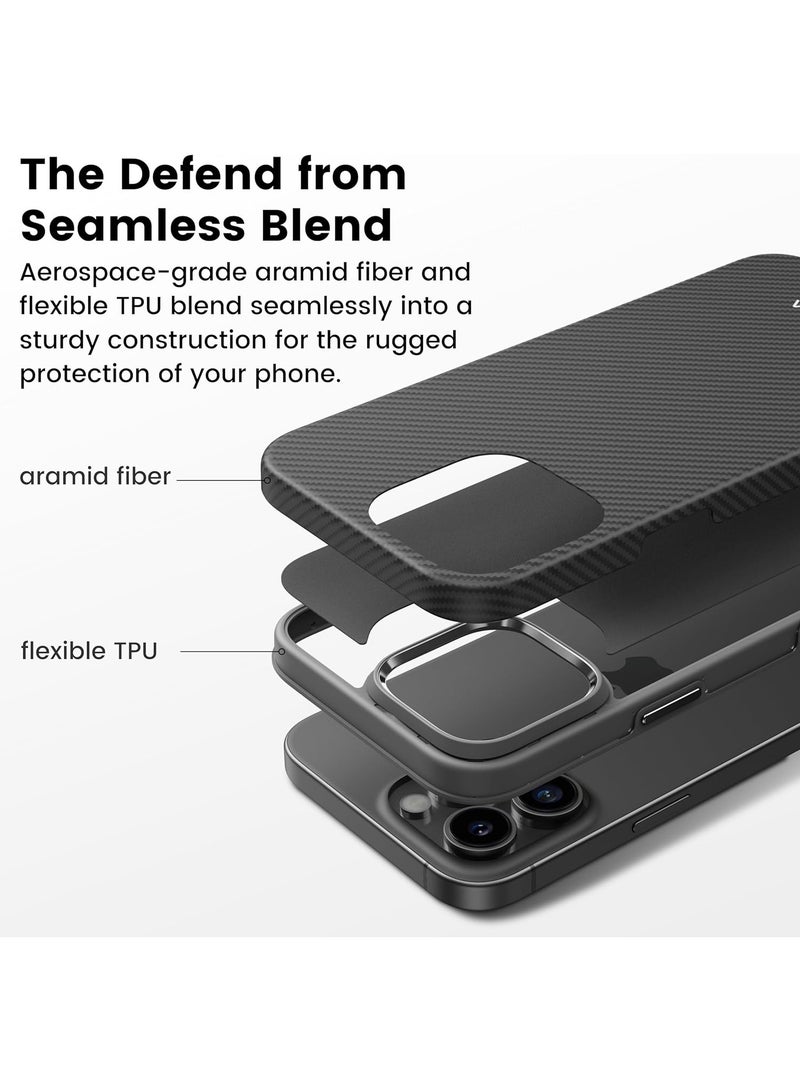 pitaka for iPhone 16 Pro Case Compatible with MagSafe, Shockproof Case for iPhone 16 Pro Case, 600D Aramid Fiber and TPU Combined Grade Protective Case - Black Grey (Twill) - Image 3