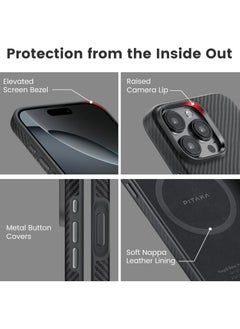 PITAKA pitaka for iPhone 16 Pro Case Compatible with MagSafe, Shockproof Case for iPhone 16 Pro Case, 600D Aramid Fiber and TPU Combined Grade Protective Case - Black Grey (Twill)  - Image 4
