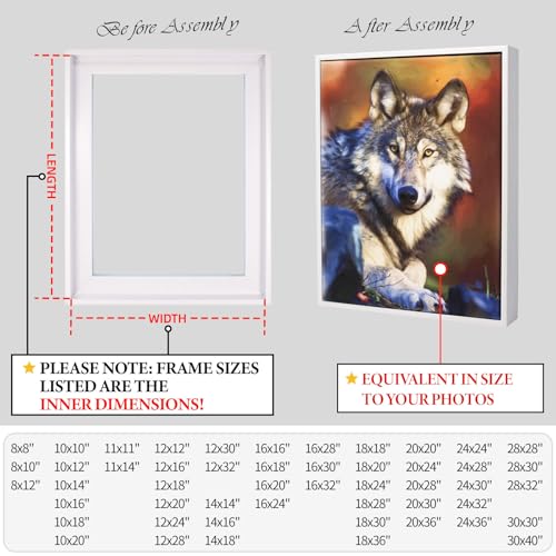 Prixas Print Floater Frame for 1.25 thick Canvas, Available in 25+ size and 4 Color, Wood-Look Floating Frame for Finished Canvas Artist Panel Oil Painting Wall Art Décor (White Frame, 8"x10") - Image 4