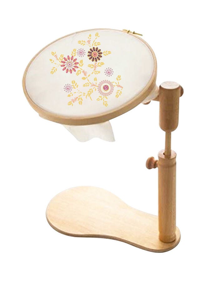 Loquat Standing Embroidery Hoop Frame 360 Degree Rotating Cross Stitch Rack Stand Brown 30 x 30 x 3cm - Image 1