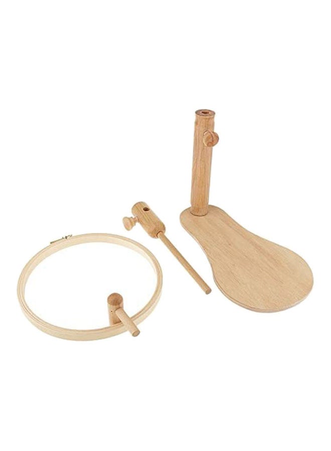 Loquat Standing Embroidery Hoop Frame 360 Degree Rotating Cross Stitch Rack Stand Brown 30 x 30 x 3cm - Image 4