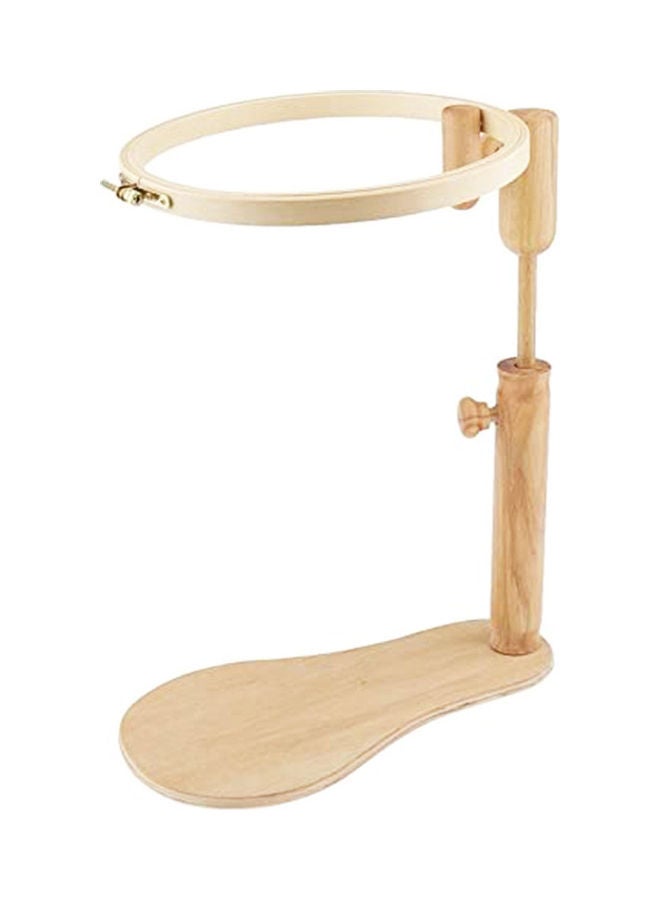 Loquat Standing Embroidery Hoop Frame 360 Degree Rotating Cross Stitch Rack Stand Brown 30 x 30 x 3cm - Image 2